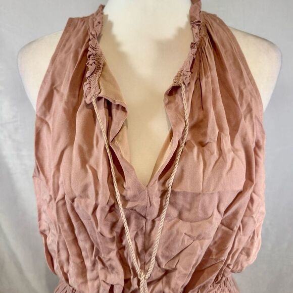 Blush pink smocked waist peplum top size large - Picture 2 of 7